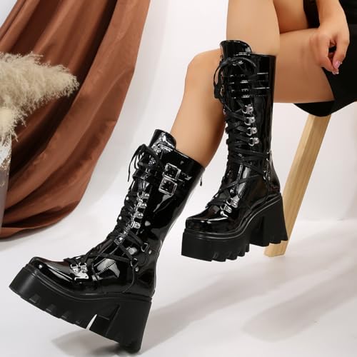 Image of Ulalaza Women Mary Jane Dress Pumps Lolita Shoes Cute Platform Gothic Double Ankle Strap Round Toe Chunky Heel Uniform Pumps Shoes Perfect for School Party Business Work Dance Date Night Club