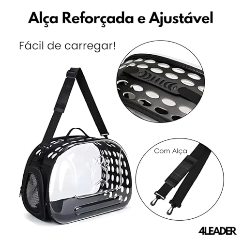 Bolsa de Transporte Pet 4Leader - Caixa de Transporte para Gato e Cachorro, Mala de Viagem Panorâmic