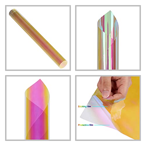 Red Chameleon Window Film Holographic Decorative Rainbow Color One Way Mirror Daytime Privacy Protection Window Tint Film, 29.5'' X 118.11'' #TOP3