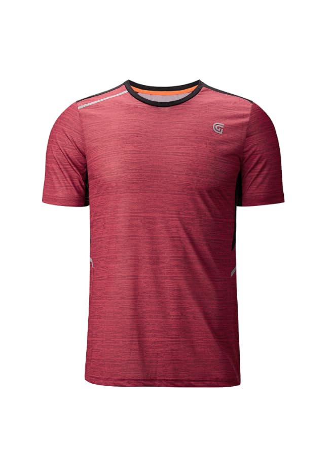 GEEK LIGHTING Men’s Workout Shirts Quick Dry Moisture Wicking Short Sleeve Round Neck Lightweight Reflective T Shirts Red - image 1