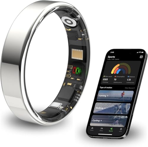 Image of 2026 Smart Ring for Women and Men Ultra Thin 6.0mm Fitness Tracker | Heart Rate Sleep Blood Oxygen Steps and Cycle Monitoring | No Subscription Required (Silver, #7)
