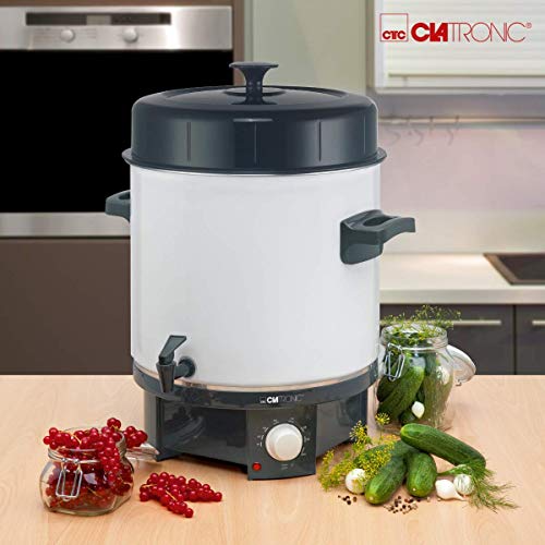 Clatronic® 2in1 Heißgetränke- & Einkochautomat mit 25L Tankinhalt | Einkochtopf für z.B. Glühwein oder Punsch | Glühweinkocher mit Emaillierung & integriertem Ablaufzapfhahn | 1800W | EKA 3338