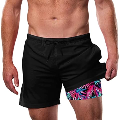 Idgreatim Bañador Hombre con Forro de Estampado 3D, bañador Corto para Hombre con Bolsillo Cover