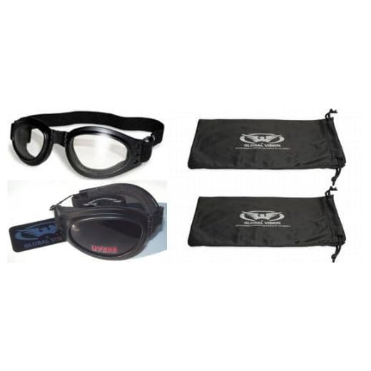 Óculos de motocicleta G V 2 Googles para o dia a noite fumaça e transparente dobrável + sacos de armazenamento