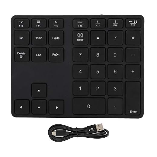Teclado Numérico Inalámbrico BT308 para Computadora Portátil, Teclado Bluetooth 5.0 Recargable, Teclado Numérico Ultradelgado de 35 Teclas para Ingresar Datos(Negro)