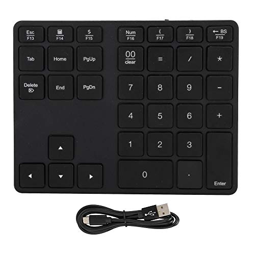 Sxhlseller Tastiera numerica Wireless 35 Tasti Tastiera Ultrasottile Ricaricabile Bluetooth 5.0 per Notebook PC Desktop Portatile(Nero)
