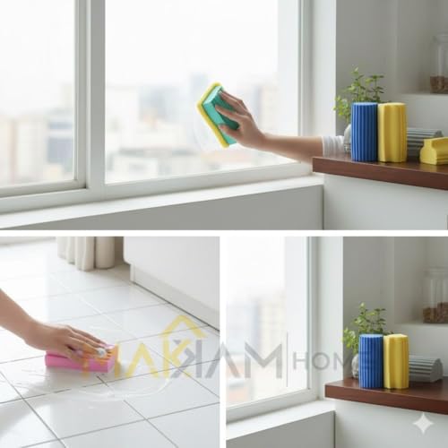 Makkam Home | Çok amaçlı Sünger, yıkanabilir, ev temizlik aletleri, ahşap jaluziler için toz süngeri, radyatör, süpürgelik, ayna ve örümcek ağı için, toz için antistatik temizlik süngeri, (1, Karışık)