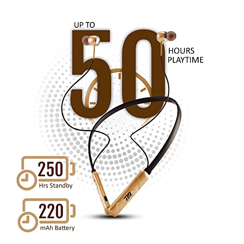 Image of RD M6 Wireless Bluetooth Neckband | 10mm Dynamic Drivers | 50H Playtime | Bluetooth v5.0 | ENC Noise Cancellation | Dual Mic | IPX4 Water Resistant | Smart Voice Assistance | Gold