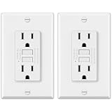2 Pack - ELECTECK 15 Amp GFCI Outlets, Non-Tamper Resistant, Decor GFI Receptacles with LED Indicator, Ground Fault Circuit Interrupter, Wallplate Included, ETL Listed, White