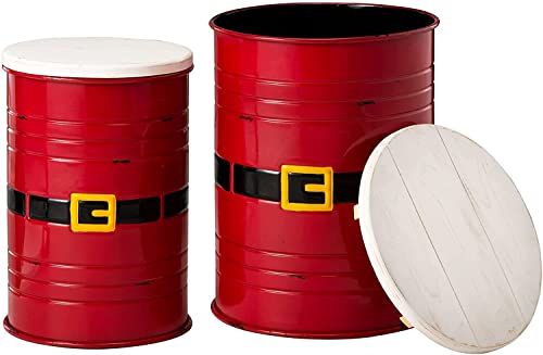 glitzhome-Set-of-2-Rustic-Santa-Belt-Storage-Ottoman-Seat-Stool-Farmhouse-End-Table-Galvanized-Metal-Accent-Side-Table-Toy-Box-Bin-with-Round-Wood-Lid-for-Living-Room-Furniture-Christmas-Red