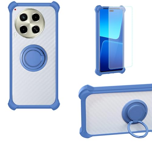 jioeuinly Case Compatible for Tecno Camon 30 5g Phone Case Cover PC backplane + Silicone Soft Frame Cover [360 Metal Ring, Magnetic Car Mount] CSKB-LAN
