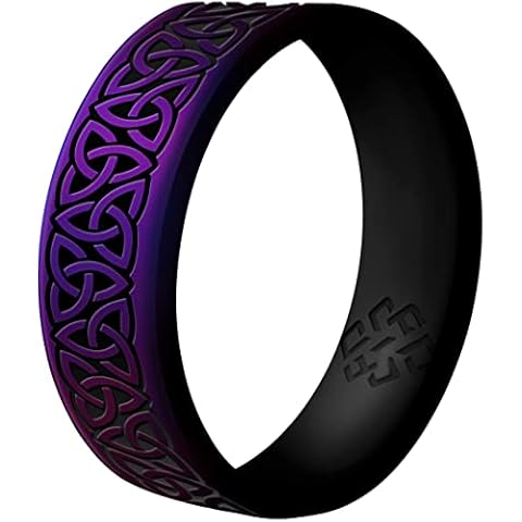 Knot Theory Wider Trinity Silicone Ring for Women and Men - Cosmic Purple Size 11, Rubber Wedding Band, Dual Layer Engraved Breathable Engagement 6mm Bandwidth Cover