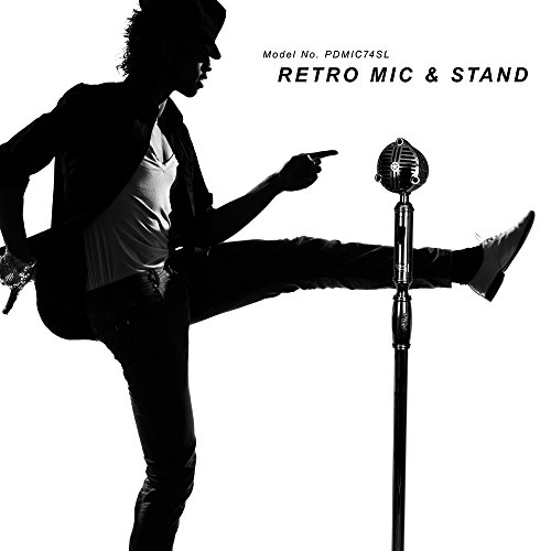 Pyle Retro Microphone And Swing Stand - Classic Vintage Professional Dynamic Unidirectional Audio Vocal Performance Mic, Adjustable Stand, Integrated Cable, For Stage Studio Use Pdmicr74Sl (Silver) #TOP4