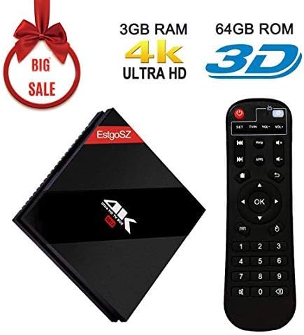 EstgoSZ Android TV Box 3GB RAM 64GB ROM 4K Smart TV Box Android 7.1 with Amlogic S912 Octa Core 64 bits CPU Support Dual Band WiFi & BT 4.1 & Ethernet 100M/1000M LAN Android Box