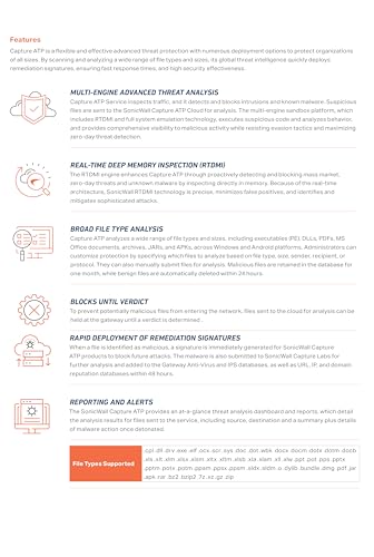 Image of SonicWall Capture Advanced Threat Protection (ATP) for TZ370-5 Year License (02-SSC-6545) - Cloud Sandbox Security with Zero-Day Threat Detection & Real-Time Malware Analysis