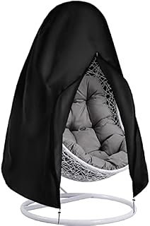 Dokon Hanging Egg Chair Cover, Waterproof Heavy Duty 420D Oxford Fabric Outdoor Swing Egg Chair Cover with Zipper, Windproof, Anti-UV Cocoon Egg Chair Cover, 190x115cm (Black)
