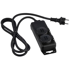 Brennenstuhl Buitenstopcontact IP44 2-voudig (Stekkerdoos voor buiten en voor bouwplaatsgebruik, 2m kabel) zwart
