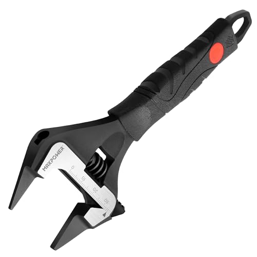 MAXPOWER 6-inch 150mm Adjustable Wrench, Slim Jaw Adjustable Wrench with Soft Grip, Wide Jaw Large Opening, SAE and Metric Scale Marked, Ergonomic Grip