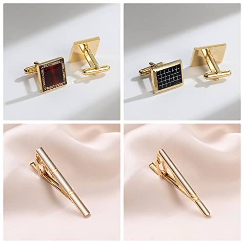 Image of UJOY Mens Tie Clip and Cufflink Set 12 PCS, Shirts Necktie Bar Pins Cuff Link Buttons, Wedding Businesss Gift for Men