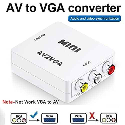 Image of AV to VGA Adapter 1080P HD Mini VGA Converter, RCA to VGA HD Video Converter with 3.5mm Audio Jack for PC /Laptops /STB /Computer