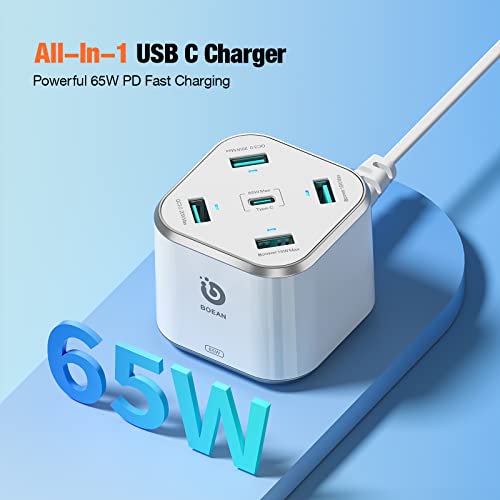 Usb Charging Station Boean Pd 65W 5-Port Desktop Usb C Wall Charger Fast Wall Charger For Macbook Pro/Air Ipad Pro Iphone 13/13 Mini/13 Pro/13 Pro Max/12, Nintendo Switch, Dell Xps 13, Galaxy And More #TOP1