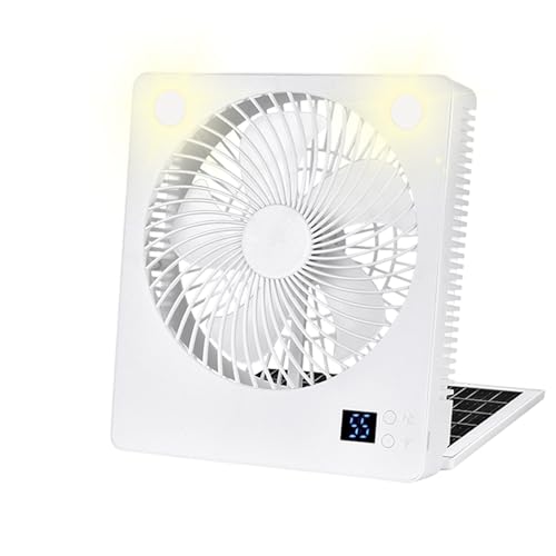 Dopsyesn Ventiladores Solares Para Exteriores | Ventilador Portátil Con Panel Solar - Ventilador Plegable Con 3 Velocidades, Luz LED Y Batería Para Emergencias Y Aire Libre