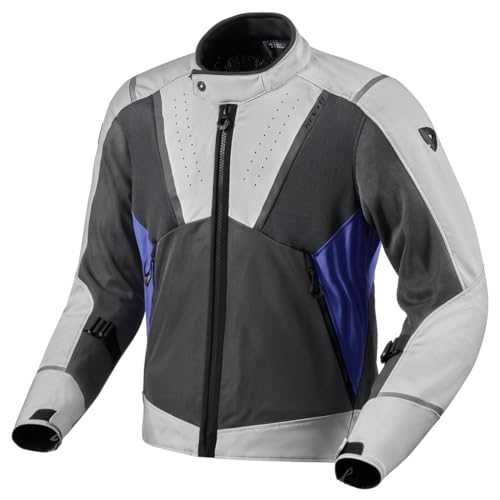 REV'IT! Men's Airwave 4 Adventure Sport Motorcycle Jacket (Light Grey/Blue - Medium)