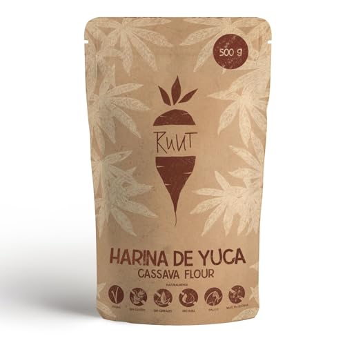 Ruut Harina de Yuca Totalmente Natural - Paleo, Vegetariana, Protocolo AIP, Dieta FODMAP - Harina sin Gluten - Harina de Pan Sana sin Frutos Secos, Cereales ni Aditivos - Harina sin Gluten 500 g