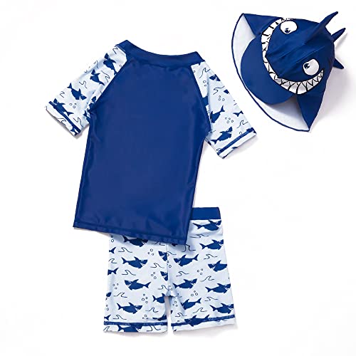 Image of Baby and Toddler Boys' 3-Piece Swimsuit Set Kids Bathing Suit Swimwear with Hat Surfing Suit UPF 50+ FBA