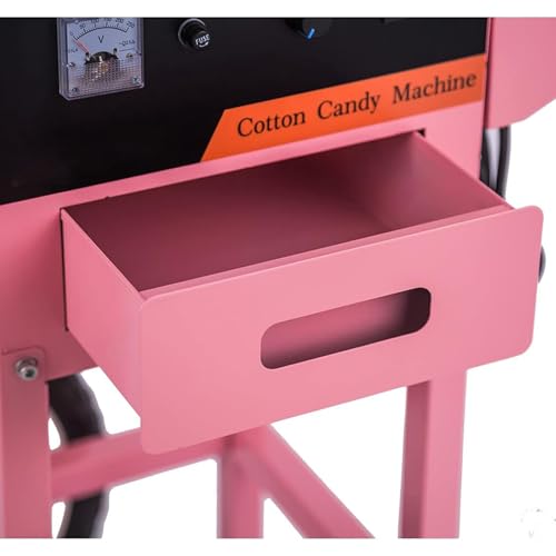 Commercial Cotton Candy Machine, Professional Candy Floss Maker, for Home, Kids Birthday, Family Party (Pink, With Cart)