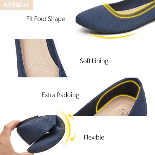 Image of Women's Ballet Flats Shoes Comfortable Mesh Pointed Toe Slip On Dress Shoes | Breathable knit, Memory insole, Lightweight & flexible, Slip-on style, Perfect for daily wear