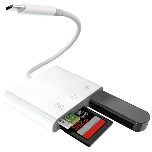 USB C SD Card Reader, USB-C Type C TF SD Memory Card with USB Camera Reader 3-in-1 Adapter Compatible with iPhone 15, Samsung Galaxy, MacBook, iPad Pro, Trail Game Camera