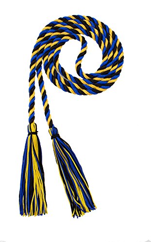 Image of Graduation Honor Cord - Black /Royal /Gold - Every School Color Available - Made in USA