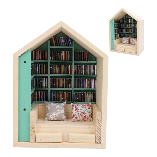 Anxiety Bookshelf Shake Away Your Anxiety, Pine Wood Mini House