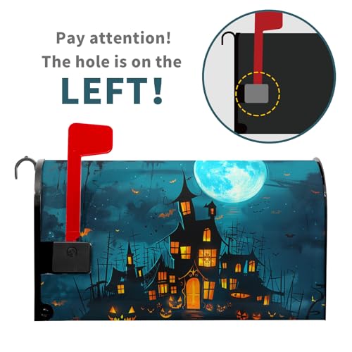 Image of Halloween Scary Night Pumpkin Mailbox Covers Magnetic Large Size 25.5 inchx21 inch Halloween Blue Moon Mailbox Covers Halloween Mailbox Decorations Letter Post Box Cover Mailbox Wrap for Home Garden Yard