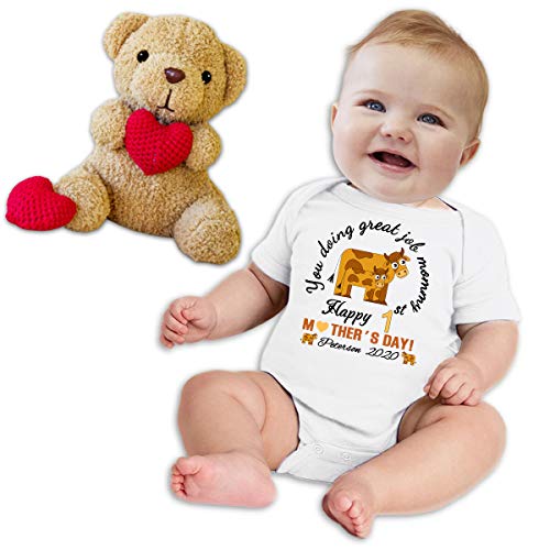 Personalized Custom Baby Onesies Boy Girl First Mothers Day Bodysuit White Black Short Sleeve (White)