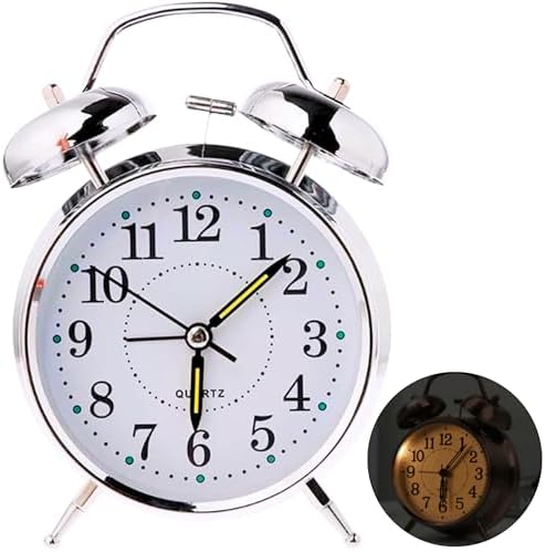 Relógio de Mesa Despertador Antigo Vintage Clássico Com Luz Led N...