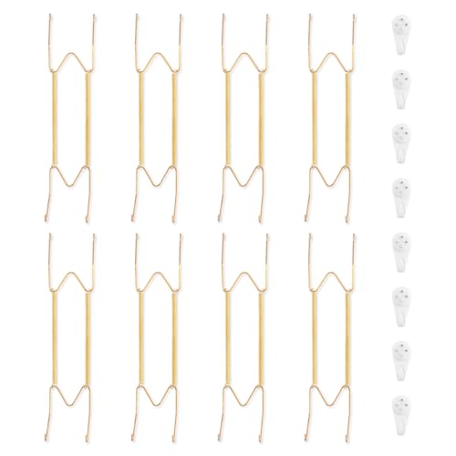 Bilillo 8 Pack Plate Hangers for the Wall, Suitable for 12-16 inch Art Plate, Stainless Steel Invisible Heavy Duty Wire Plate Holder with Wall Hooks, Plate Hangers for Displaying Plates, Platter, Dish