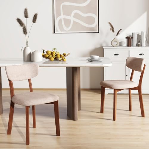 Giantex Wooded Dining Chairs Set of 2, Farmhouse Upholstered Dining