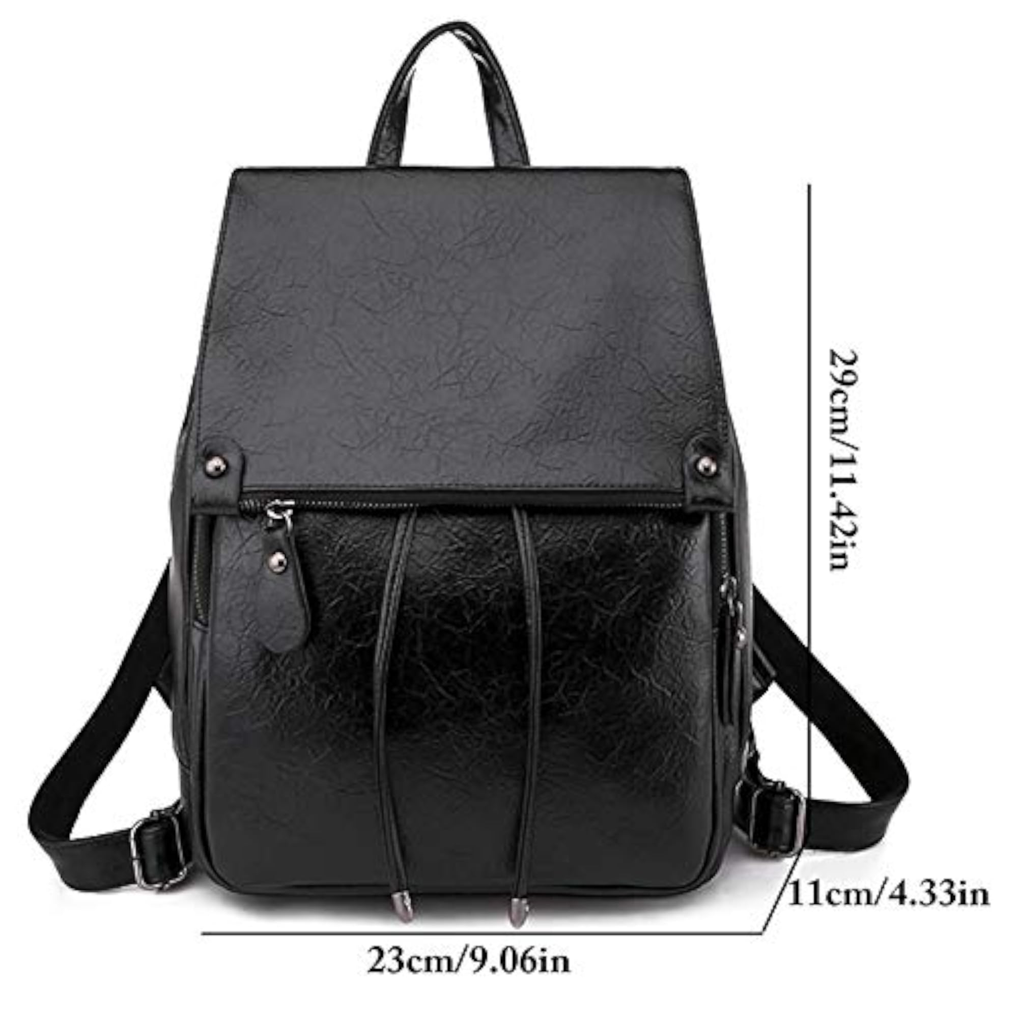 Women's Faux Leather Casual Lightweight Backpack, College Daypack