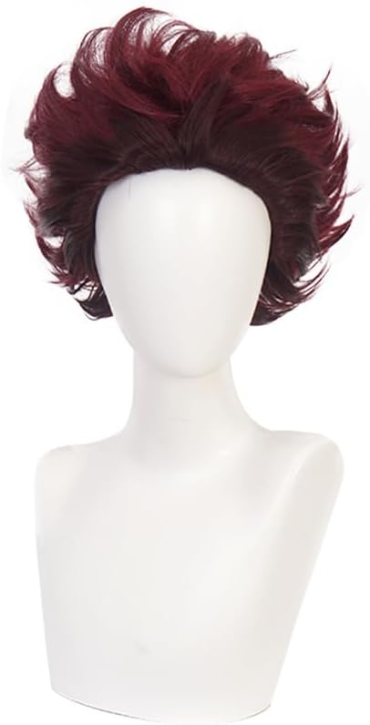 ZGNGLIZ Anime Kamado Tanjirou Cosplay wig for Demon Slayer: Kimetsu no Yaiba Characters Play Cosplay Wigs with Free Wig Cap