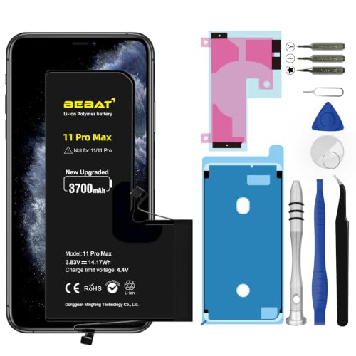 Image of Replacement for iPhone 11 PRO MAX Battery, 3700mAh High Capacity Li-ion Polymer Replacement Battery for Model A2218 A2161 A2220 with Professional Repair Tool Kits