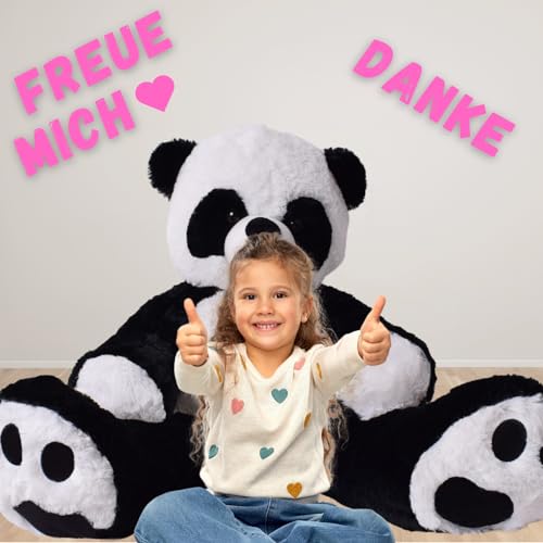 TE-Trend XXL Panda Kuscheltier Bär Teddybär 100 cm, Hochwertiges Plüsch, EIN tolles Geschenk für Kinder und Erwachsene, Riesen Teddy für EIN unvergleichliches Kuschelvergnügen und liebevolle Momente