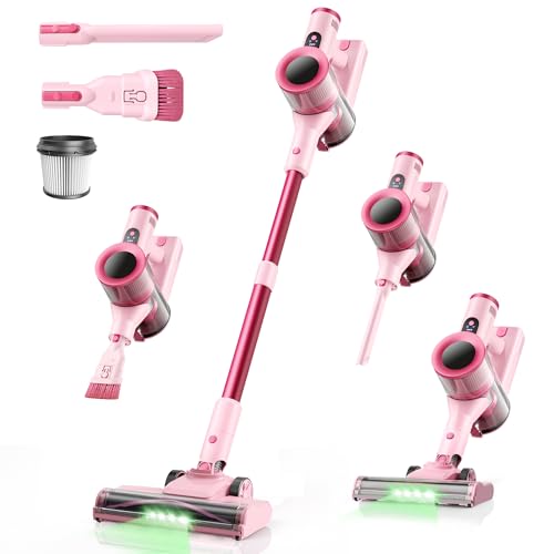 Dzaki Akku Staubsauger Kabellos 50.000 Pa 55 Min. Laufzeit Selbststehend Touch Display Anti-Tangle Bürste LED-Licht bürstenloser Motor für Tierhaare Allergiker Teppich Hartboden & Auto