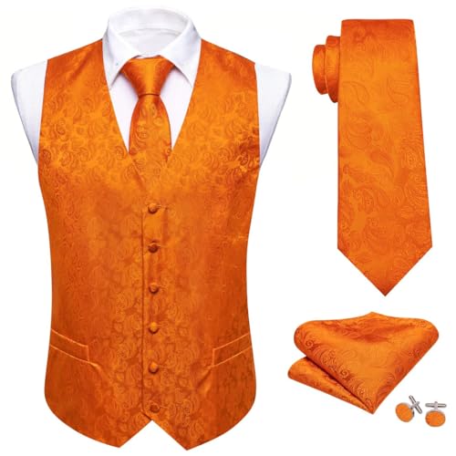 Men's Formal Vest Set with Tie Pocket Square Cufflinks for Suit Jacket Wedding Look2