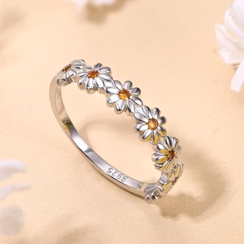 milacolato 925 sterling silver ring 18k gold plated daisy flower ring paved with coloful cubic zirconia high polished comfort fit sunflower stacking statement wedding band ring for women