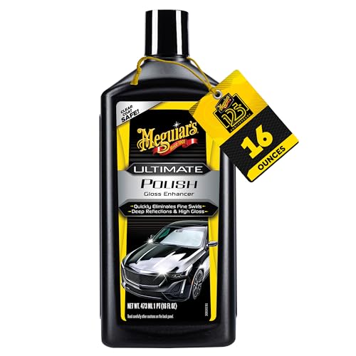 Meguiar's Ultimate Polish – High-Gloss Polish for a Show Car Shine – Permanently Removes Light Swirls to Produce a Deep, Wet Reflection with a High Gloss Shine - Easy to Use, 16 Oz