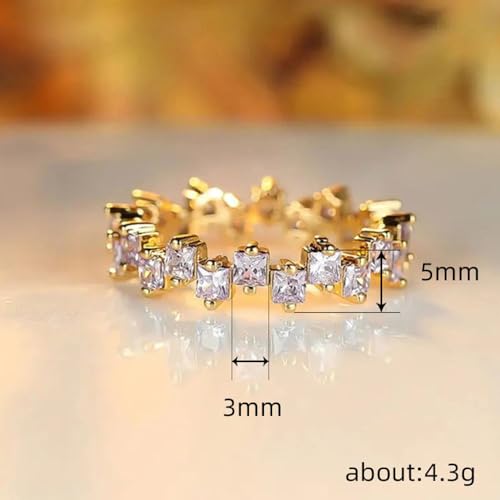 Gold Plated White Square Cubic Zirconia Engagement Rings Wedding Bridal Band Promise Rings Evening Parties Anniversary Valentine's Day Gifts Eternity Bands for Women2