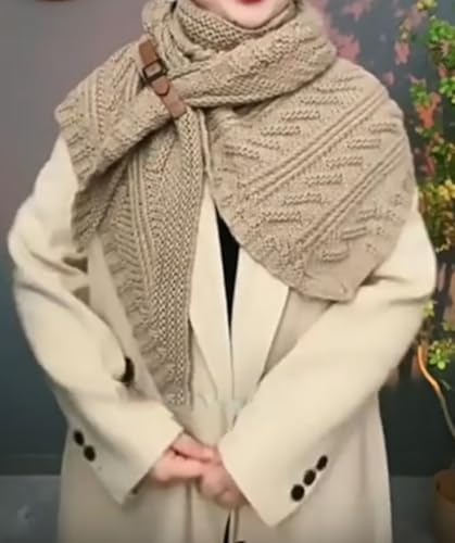 Women's Solid Color Shawl, Cable Knitted Warm Triangle Shawl Wraps Women Fashion Elegant Crochet Sweater Scarf Top3