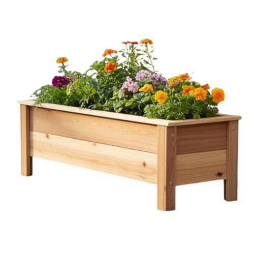 Cedar Raised Garden Bed Planter Box with Legs Heavy Duty Outdoor Wooden Planter for Vegetables & Flowers No Bending Elevated Design Custom Size Handmade in USA (18in x 15.5in x 16in)